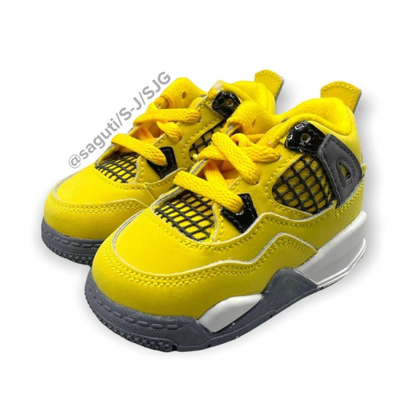 Nike Air Jordan 4 Retro (TD) 'Lightning' Tour Size 4c Yellow/Grey New BQ7670-700 - Picture 3 of 8